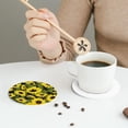 thumbnail image 6 of Kll Round Shape Drink Coasters Set Of 4,Pu Leather Absorbent Coasters Set Decorative Coffee Cup Coasters Housewarming Gift For Home Decor-Sunflowers In Vintage, 6 of 9