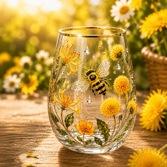 Hummingbird Floral Glass Cup, 12Oz Cute Hummingbird Glass Cup, Elegant Clear Drinking Mugs with Flower Pattern, Nature Inspired Drinkware Gift for Women, Garden & Bird Lover