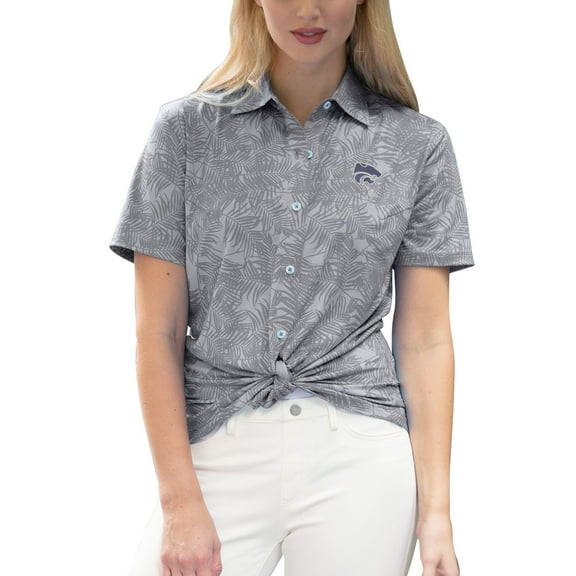 Women's Gray Kansas State Wildcats Vansport Pro Maui Button-Up Shirt