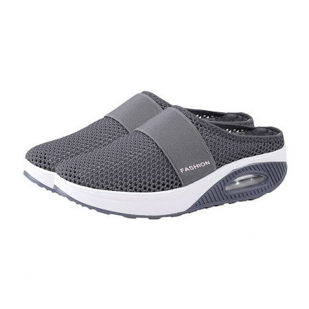 

FITORON Women s Slippers- Platform Lightweight Hollow Half Slippers Mesh Round Head Sandals Dark Gray 40