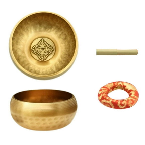 Tibetan Singing Bowl Set 3.2inch Large Handmade Metal Sound Bowl Handcrafted in Nepal for Meditation and Yoga