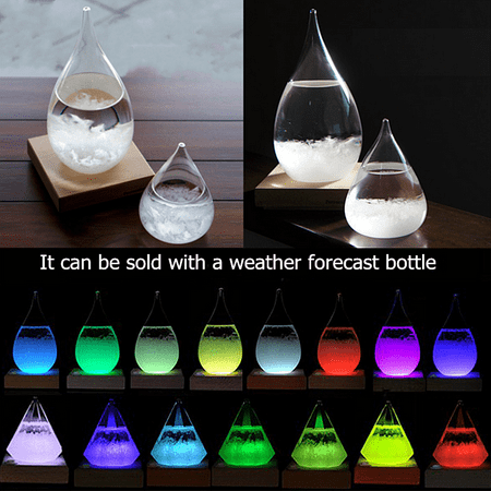 RGB LED Light Base For Weather Forecast Crystal Drops Water Shape Storm Glass Home Decor