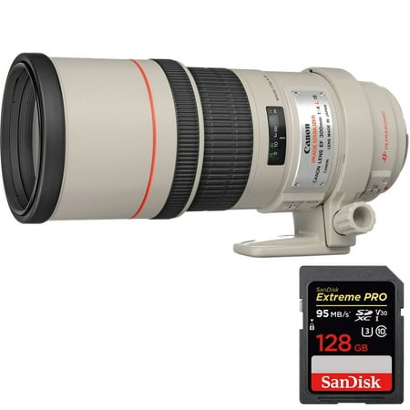 Canon EF 300mm F/4.0 L IS Lens (2530A004) + Sandisk Extreme PRO SDXC 128GB UHS-1 Memory
