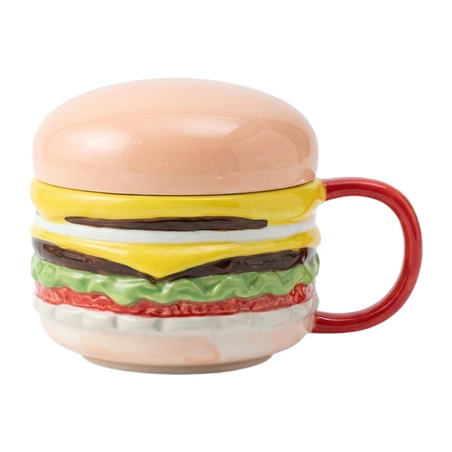 Taza de café de cerámica, taza de té, colección práctica, taza de hamburguesa de cerámica, taza para beber Mango rojo