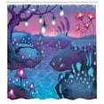 thumbnail image 3 of Ambesonne Mushroom Shower Curtain, River Mushrooms Trees, 69"Wx84"L, Blue Fuchsia, 3 of 3