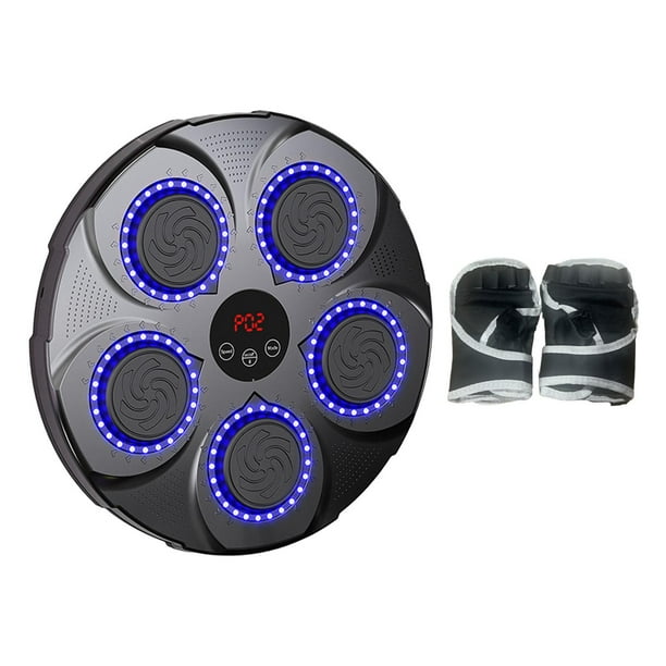 Máquina de entrenamiento de boxeo Musical, tapete de boxeo con luces, objetivo electrónico inteligente montado en la pared para niños y adultos, gimna y azul.