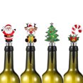 thumbnail image 4 of Juego de 4 tapones navideños para botellas de vino, reutilizables y perfectos para decorar., 4 of 5