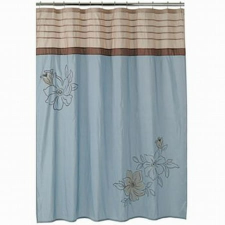 Croft Barrow Amelia Fabric Shower Curtain Blue Brown Embroidered Croft Barrow Amelia Fabric Shower Curtain Blue Brown Embroidered Flower Bath