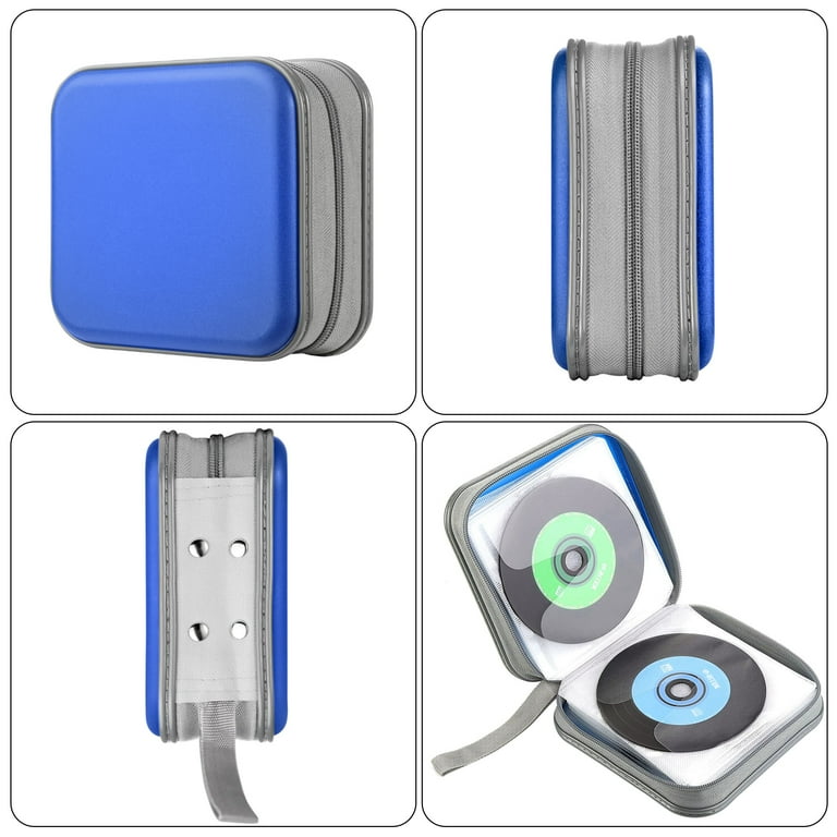 TSV 40 Capacity CD DVD Case, Blue, Zipper Disc Organizer, Durable