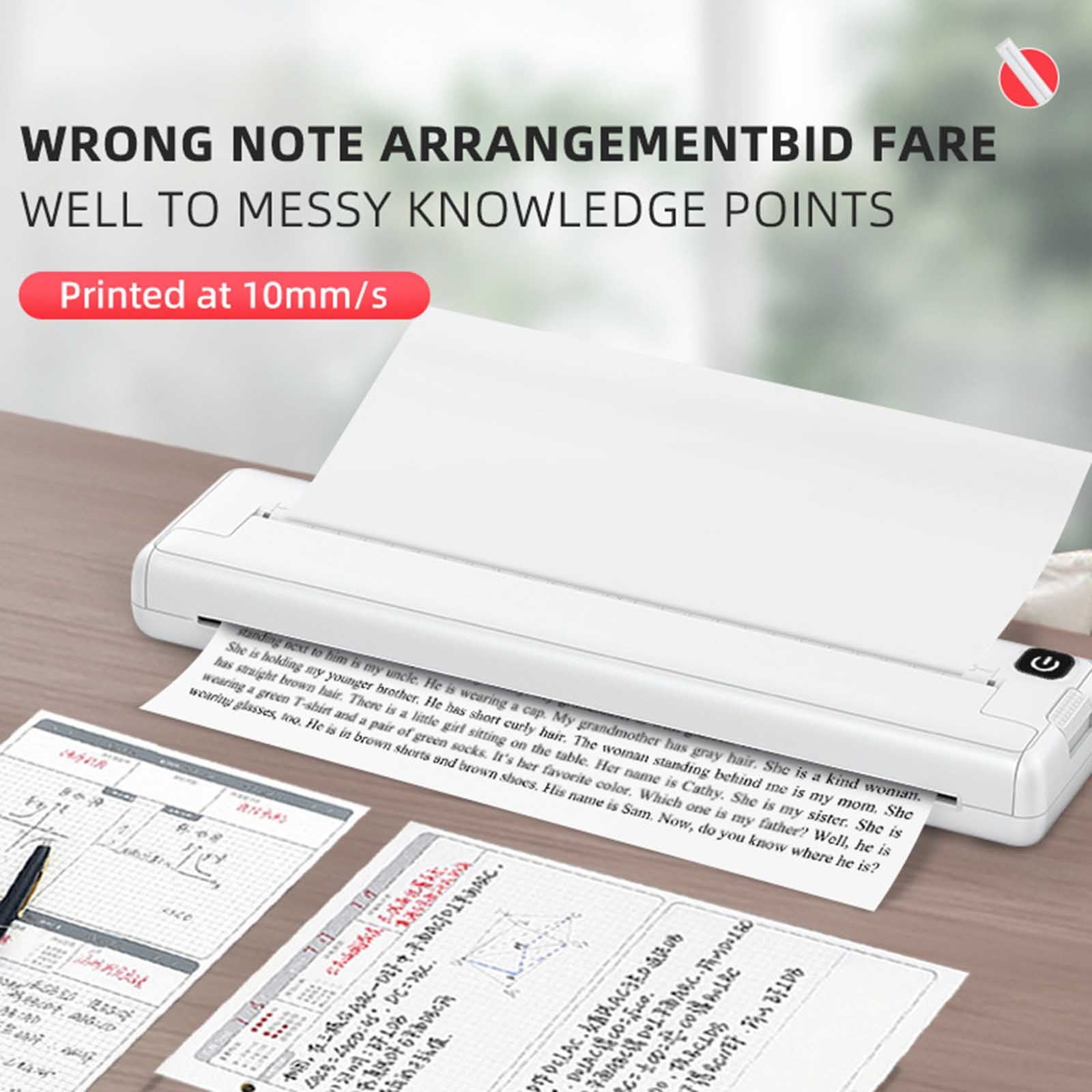 Blasgw Wireless Thermal A4 Paper Printers High-definition Office And Household Small Mini Portable Inkless Printing Machine White