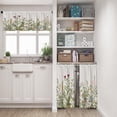 thumbnail image 4 of Floral Herbs Flower Kitchen Window Curtains Valance and Tier Set 36 Inch, Botanical 3 Piece Set Short Curtains for Window Vintage Sage Green Leaf Window Treatment Tiers for Living Room Bedroom, 4 of 6