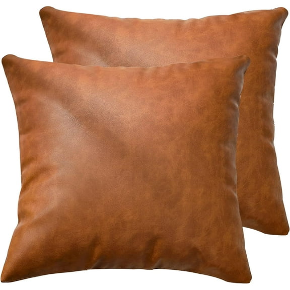 LALILO Faux Leather Pillow Cover 18x18 Set of 2 Luxury Accent Pillow Cushion Cases for Couch Bed Sofa