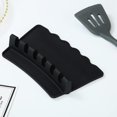 thumbnail image 2 of Soporte de silicona para cucharas de cocina con tapete antigoteo, Kyraton, para encimera, sin BPA, para parrilla (negro), 2 of 5