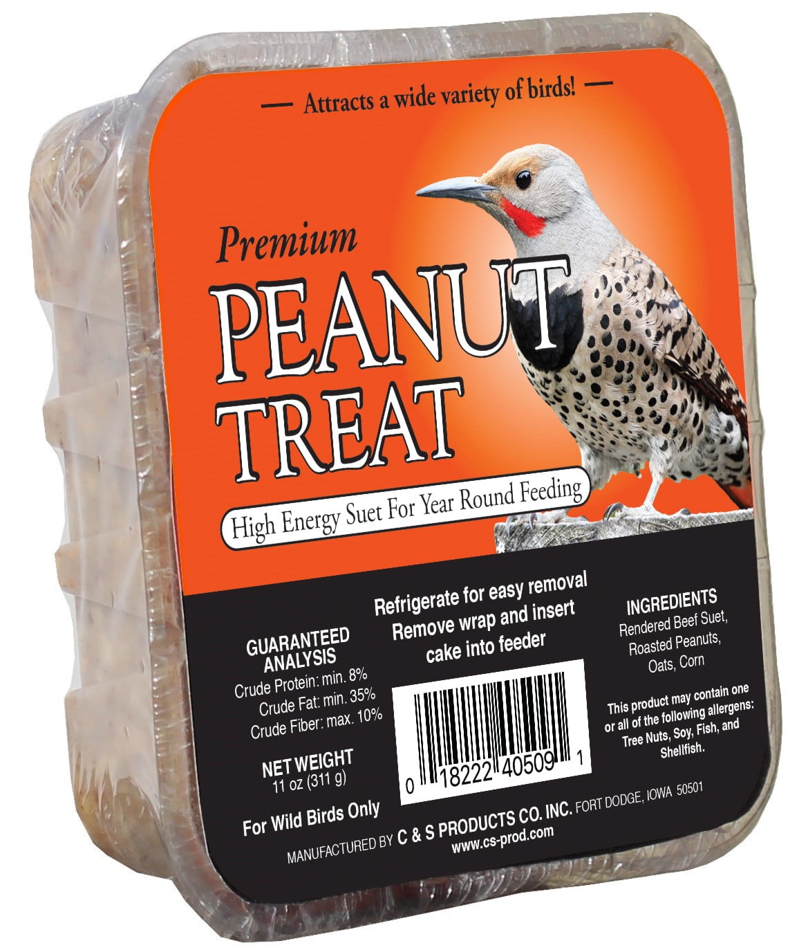 C&S Peanut Treat Suet Wild Bird Food, 11 Oz.