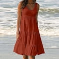 thumbnail image 2 of CQCYD Summer Dresses 2023, Women Printed Sleeveless Crew Neck Dress Loose Beach Dress Holiday Dress and Ankle Dress Leisure Sales Today Clearance Watermelon Red M, 2 of 5