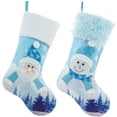 thumbnail image 3 of Medias navideñas colgantes, medias navideñas bordadas en azul, bolsas de regalo para decoración navideña, bolsas de dulces para árbol de chimenea, 3 of 5
