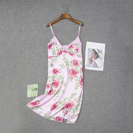 

WQJNWEQ Bras for Women Clearance Women Lingerie Silk Satin Floral Printed Lace Up Temptation Babydoll Underwear Sleepwear Camisole Nightdress Valentines Day Gifts Pink