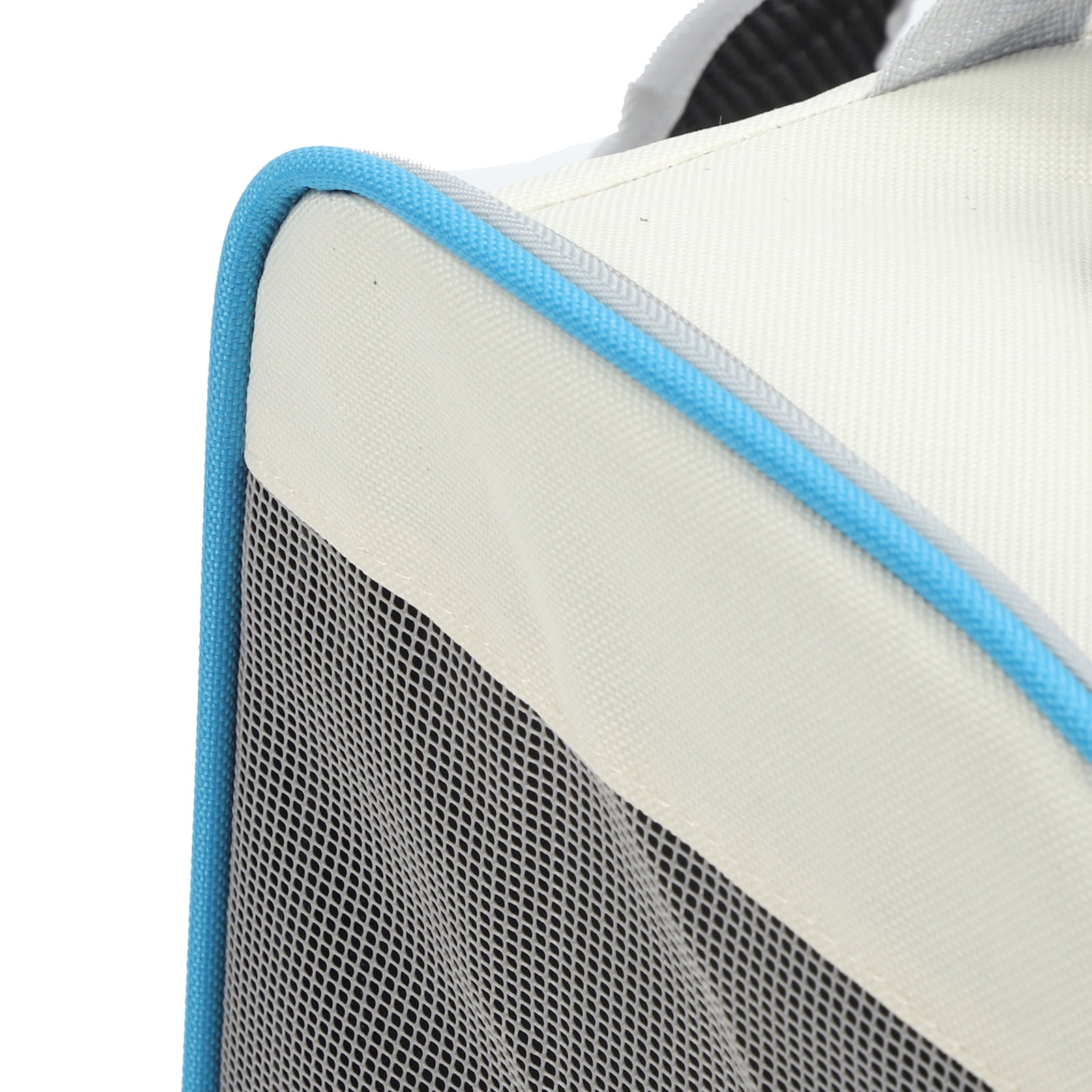 Suodoka Breathable Mesh Pet Carrier Backpack, Large Capacity Portable Cat & Dog Carrier Bag for Outdoors Travel, White/Blue