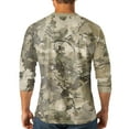 thumbnail image 4 of Lumtrix Mens Camo Henley Shirts 3/4 Sleeve Sleeve Button Down T-Shirt Summer Lightweight Print Tee Tops Beige XL, 4 of 6