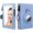blue, variant on Women Tri-fold Leather Wallet with Airtag Holder, Small with Pop-up Mirror