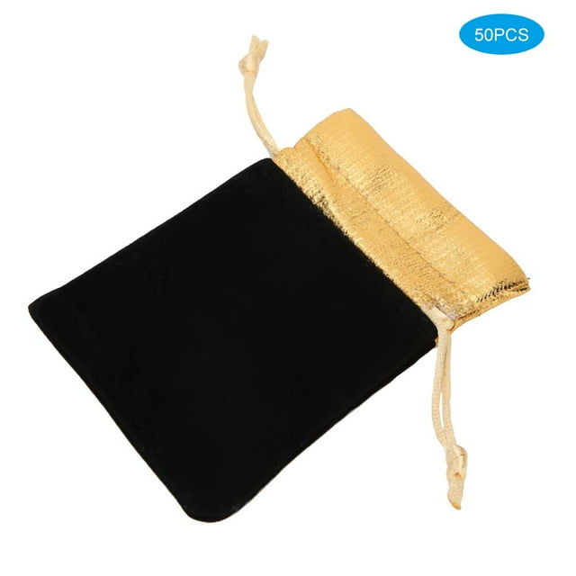 Harhinhe 50 bolsas de terciopelo de 9 x 12 cm, bolsa suave con cordón para gafas, regalos de joyería, color negro