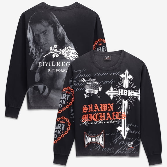 Men's Black Shawn Michaels Civil Regime Raise Hell Boxy Long Sleeve T-Shirt