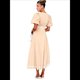 thumbnail image 3 of Vestido Formal Elegante para Mujer 2025, Informal, con Escote en V, Mangas Abullonadas, Corte A, Holgado, , Color Albaricoque S, 3 of 7