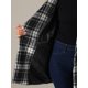 thumbnail image 5 of Abrigo de invierno con cinturón y cuello de chal de cuadros para mujer, negro y blanco, 5 of 6