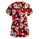 thumbnail image 3 of Blusa de manga corta con cuello en V para mujer, uniforme con bolsillos estampados de Navidad Pompotops hkajfhjk457498, 3 of 3