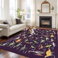 thumbnail image 2 of Large Area Rugs for Living Room Bedroom, Purple Dinosaur 5'x8' Rug Washable Carpet Runner Indoor Outdoor, Vintage Letters Farm Animals Non Slip Floor Mats Rug for Kitchen, Bathroom, 2 of 8
