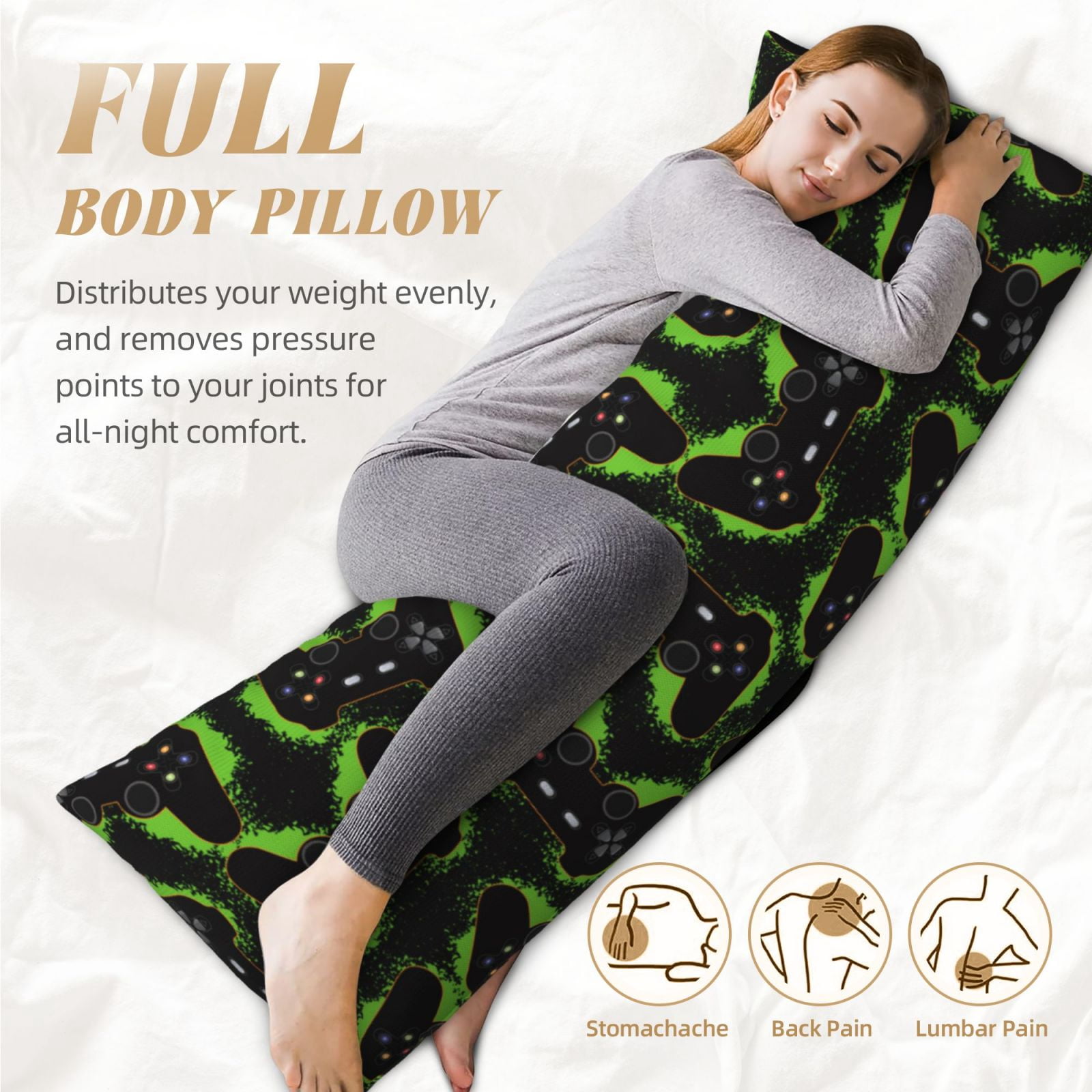 Naloa Cool Gamepad Super Soft 20x60 Body Pillow Case,Long Side Hidden Zipper（PILLOWS ARE NOT INCLUDED）