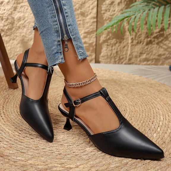 Aobny Closed Pointed Toe Women Shoes Closed Toe Heels Heels High Heels Thin Shoes Black Peak Toe Soft Toe Buckle Womens Casual Shoes,Size 40