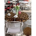 thumbnail image 5 of Round Outdoor Tablecloth With Umbrella Hole And Zipper– Brown Retro Leopard Print Waterproof Patio Table Cover for Party, Picnic, Backyard, 50" Dia. , Abstract Animal Texture, 5 of 8