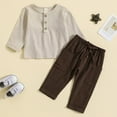 thumbnail image 2 of Durtebeua Toddler Baby Boy Clothes Cute Long Sleeve Sweatshirt Tops and Stretch Pants Fall Winter Outfit Z11-Coffee,4-5 Years, 2 of 7
