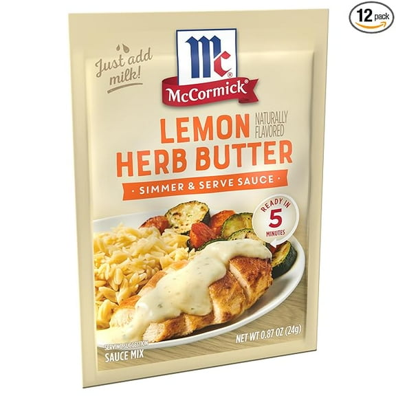 McCormick Lemon Herb Butter Simmer & Serve Sauce Mix, 0.87 oz (Pack of 12)