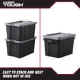 thumbnail image 5 of Hyper Tough 27 Gallon Storage Bin with Latch Lid, Heavy Duty Plastic Storage Container, Black and Gray, 5 of 9