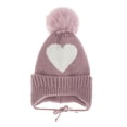 thumbnail image 1 of Bienvenido Love Gorro de punto para bebé con bola de pelo, protección para los oídos y gorro infantil calentito de terciopelo, 1 of 5