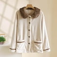 thumbnail image 2 of DHFJKG Womens Flannel Pajamas Button Up Top Coat With Peter Pan Collar Long Sleeve Fuzzy Sleepwear With Pockets For Cold Weather Classic Homewear, 2 of 6
