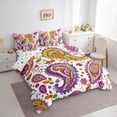 thumbnail image 3 of Manfei Colorful bohemian Paisley 7-Piece Bedding Comforter Set,Boho Style Floral King Bedding Sets,Pink Green White Bed Sheets For Women Women,Breathable Home Decor Reversible, 3 of 8