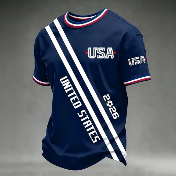 Men's USA Soccer Jersey Shirts 2026 Country Team Short Sleeve Crewneck Fan International Football Shirt Retro Streetwear Top