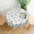 thumbnail image 2 of Spring Summer Floral Tablecloth Round 60 Inch Watercolor Butterfly Flower Table Cloth Washable Farmhouse Table Covers Kitchen Holiday Picnic Party Dinner Room Picnic Outdoor Decor, White-02, 2 of 6