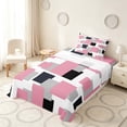 thumbnail image 3 of Manfei Modern Geometric Block Twin Sheets, Abstract Square Art Bedding, Pink Black Gray, Black Reversible 3 Pieces1 Flat Sheet + 1 Fitted Sheet + 1 Pillowcase, 3 of 6