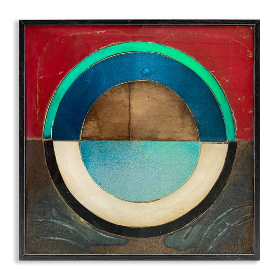Stupell Industries Round Distressed Circle Black Framed Giclee Art, design by Matthew Finger