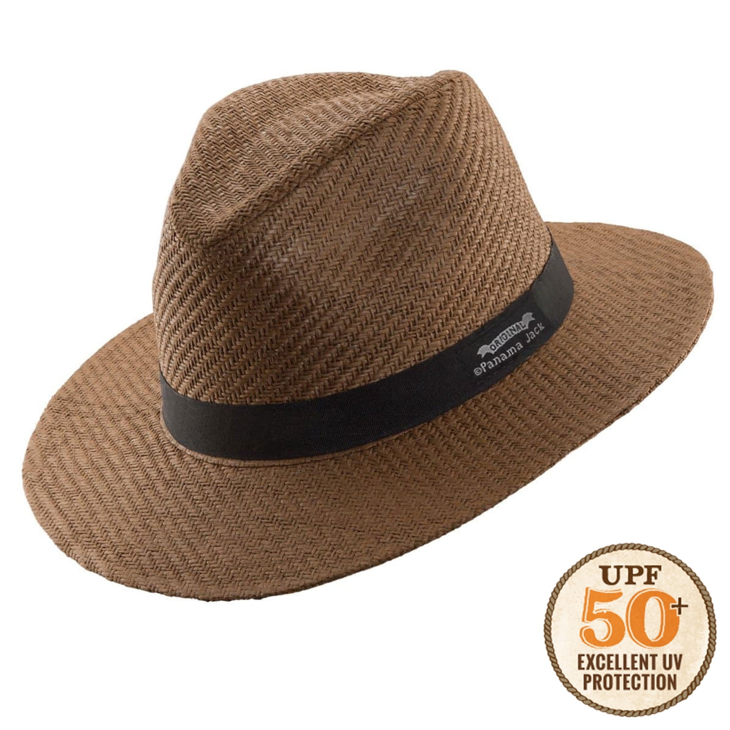 Panama Jack Safari Straw Hat - Matte Toyo, Ribbon Band, 2.5" Brim