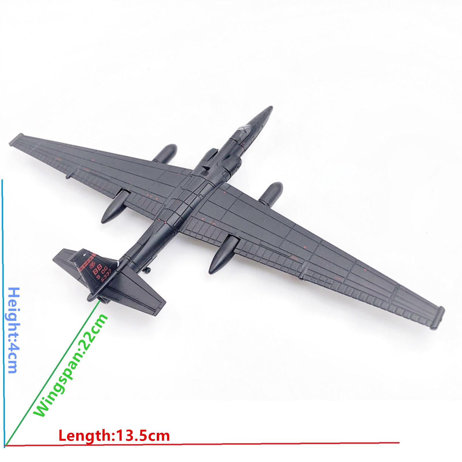 NATEFEMIN U2 Airplane Reconnaissance Diecast Model 1/144 Black with Stand Aviation Souvenir Collectible for Model Plane Collectors