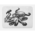 thumbnail image 1 of Octopus Bath Mat, Hand Drawn Engraved Image of a Sea Animal on Plain Background Art Print, Plush Bathroom Decor Mat with Non Slip Backing, 29.5" X 17.5", White Charcoal Grey, by Ambesonne, 1 of 2