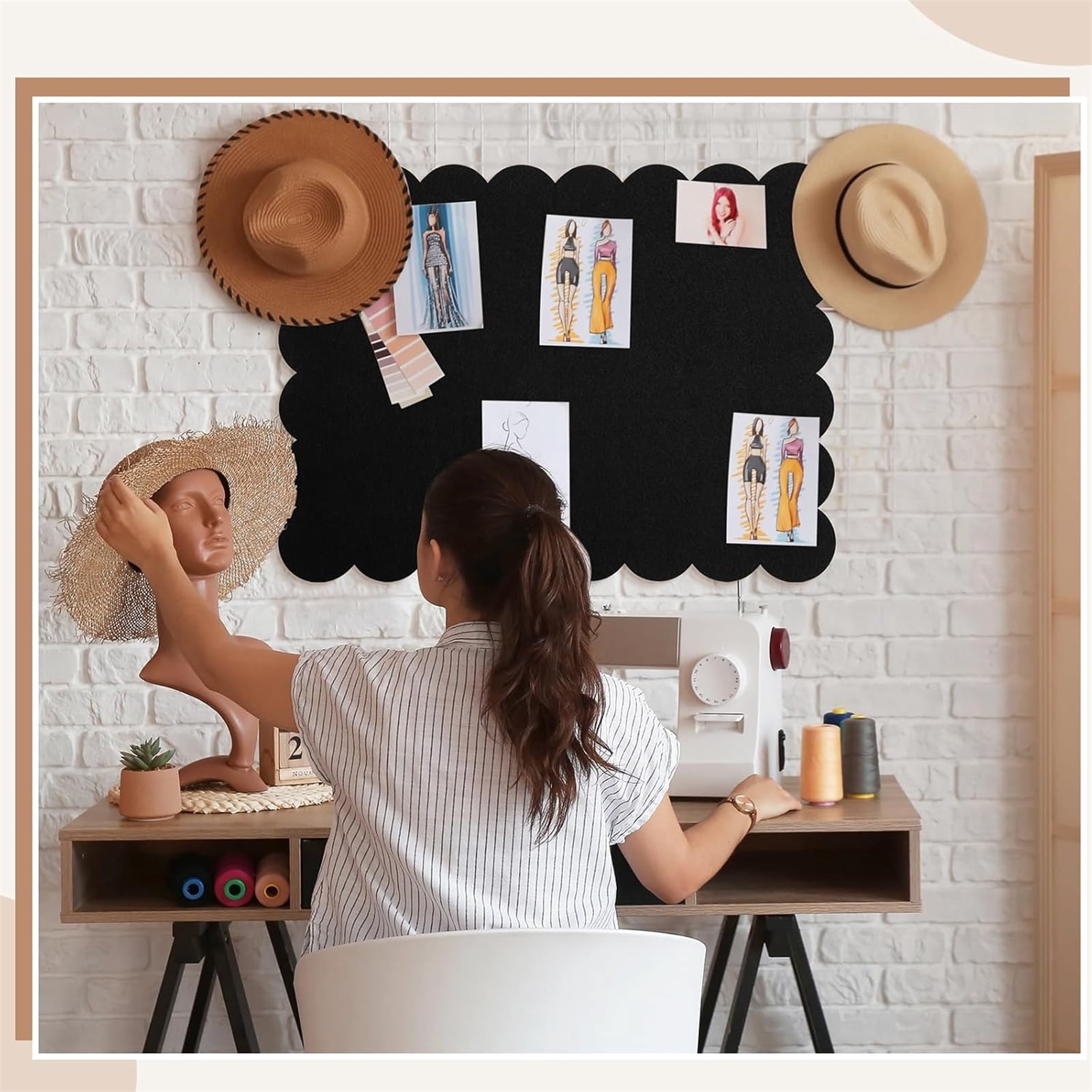 Large Bulletin Board,Bexikou Foldable 24x36 Inches Cork Board Alternative,Felt Board Decorative Pin Board for Wall, Foldable Photo Board Self-Adhesive Vision Board for Office Home Decor
