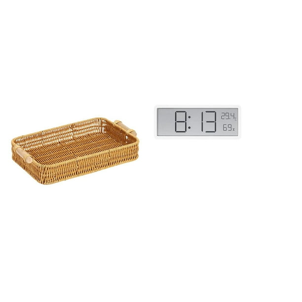 Cestas de almacenamiento,Cestas de almacenamiento de cocina tejidas con asas hechas a mano,Reloj de pared digital,Reloj de pared digital multifuncional para oficina,Reloj de escritorio de