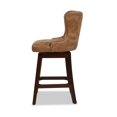 thumbnail image 3 of Swivel Counter Height Bar Stool, 26" Upholstered Faux Leather Barstool with Backrest and Wood Legs, Mid Century Modern Bar Chair Island Stool for Kitchen Counter, Tan Brown, 3 of 9