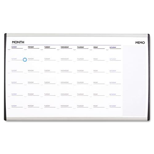 Dryerase Calendar, 18 X 30, White Surface, Silver Aluminum